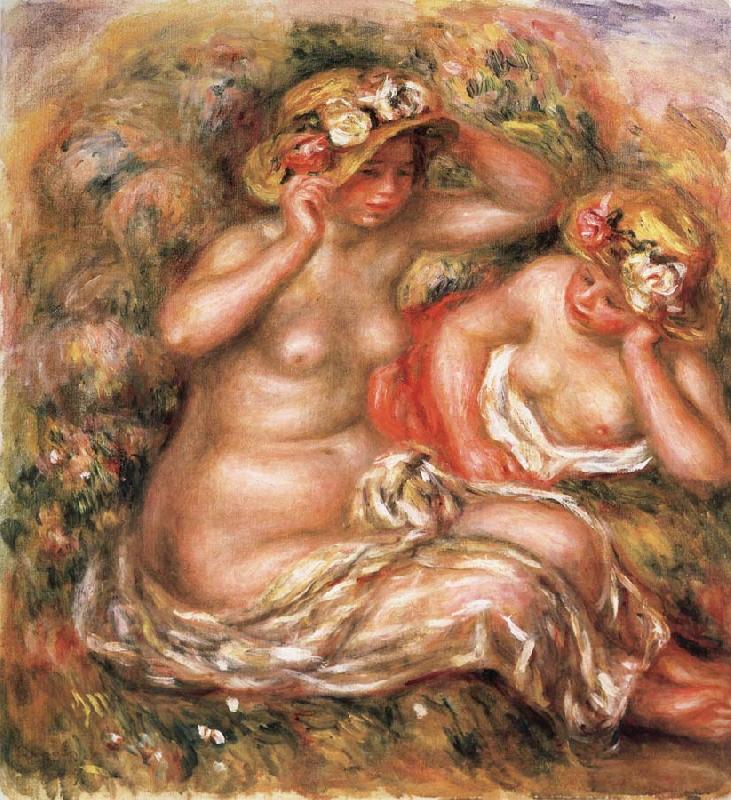 Pierre Renoir The Nudes Wearing Hats oil painting picture